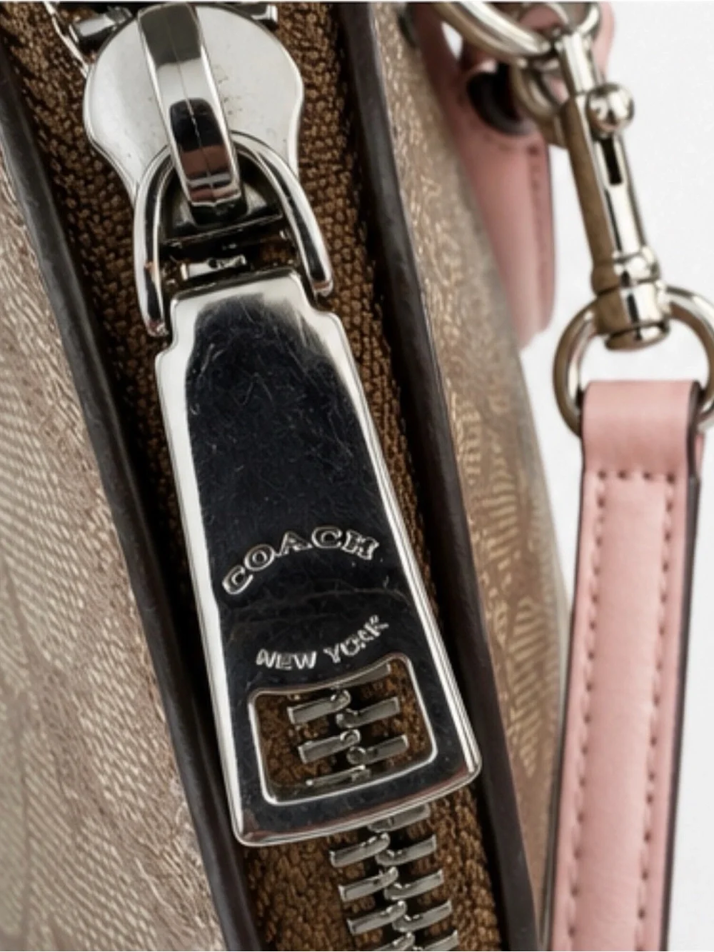 Coach Mini Sierra Satchel in Signature Canvas with Pink Leather Trim